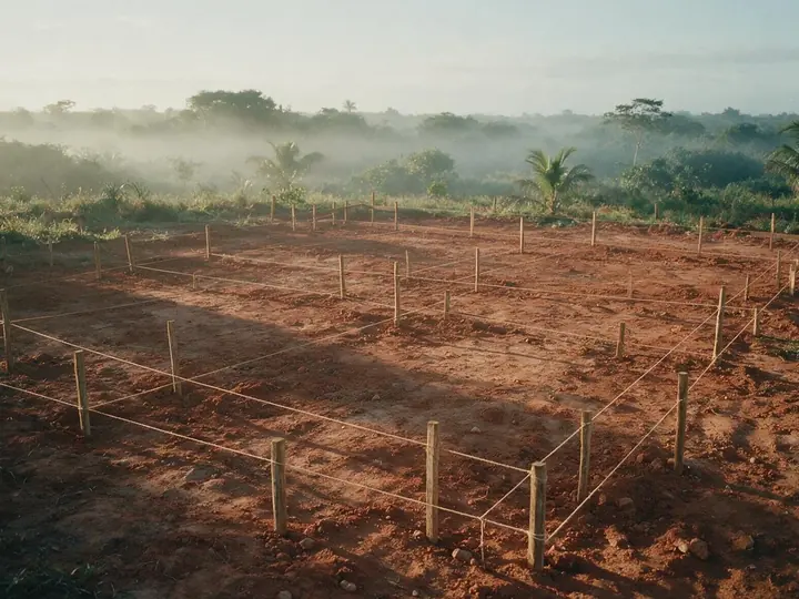 Terreno murado e limpo, pronto para começar a obra